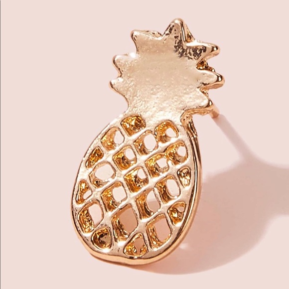 Dainty Gold Pineapple Stud Earrings - Picture 3 of 4